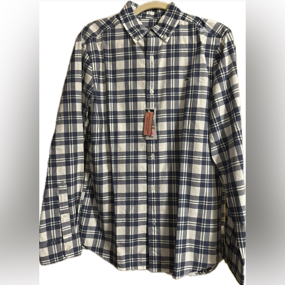 NWT Vineyard Vines Classic Fit Poplin Plaid Shirt, Size Small